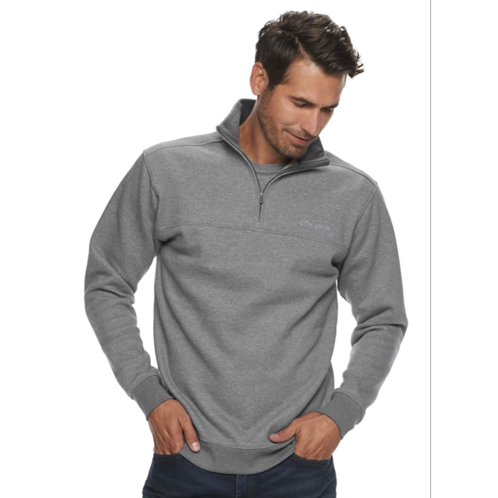 Men's Columbia Gray Quarter-Zip Sweatshirt L Heather green